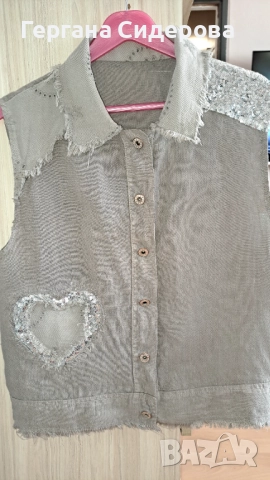 100% ленен дамски елек, снимка 4 - Елеци - 51450081