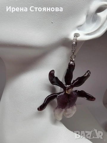 Обеци „Кралска орхидея“ 🌺 Тези обеци са създадени от истински цвят на орхидея Камбрия , снимка 5 - Обеци - 53769766