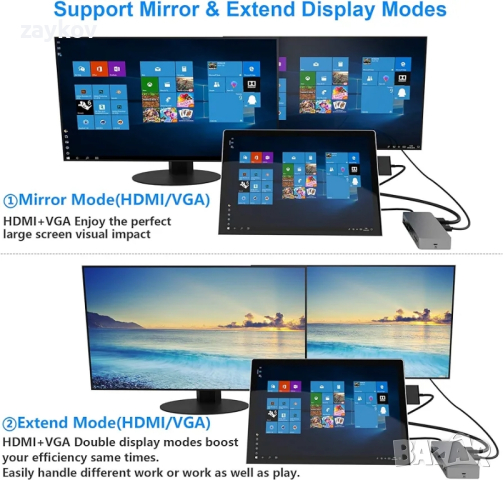 Surface Pro Dock само за Surface Pro 4/Pro 5/Pro 6 USB хъб с Gigabit Ethernet порт, HDMI VGA 4K , снимка 7 - Друга електроника - 44975966