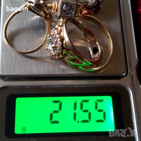 Сребърни пръстени с рубини, сапфир, аквамарин и позлата., снимка 8 - Пръстени - 53503133