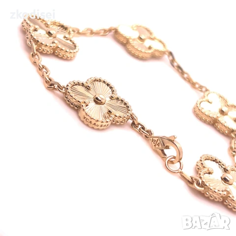 Златна дамска гривна Van Cleef 12,22гр. 17,0см. 14кр. проба:585 модел:37757-3, снимка 3 - Гривни - 53784988