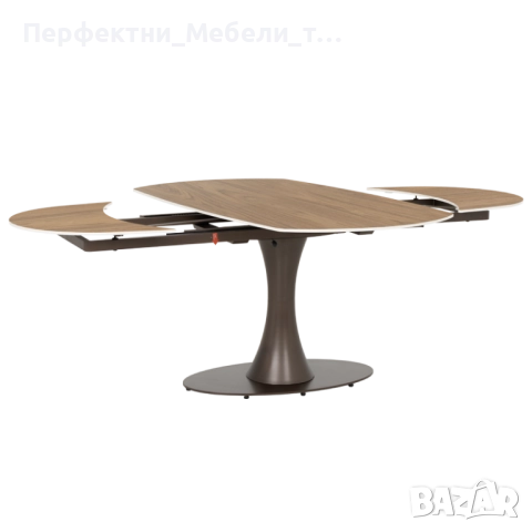 Разтегателна трапезна маса с керамичен плот12мм орех,лукс на перфектна цена-240см. маса за компания
