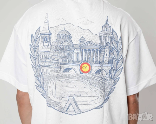 Бяла тениска ,,Левски'' (oversized) Размер - М , снимка 5 - Тениски - 53402147