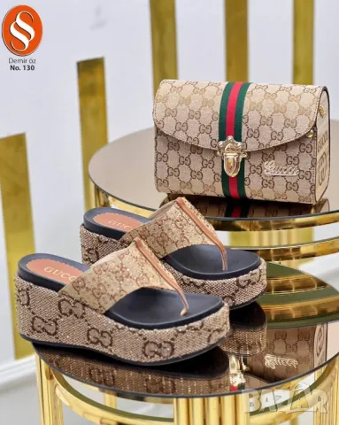 дамски чехли на платформа gucci , снимка 5 - Чехли - 49011539