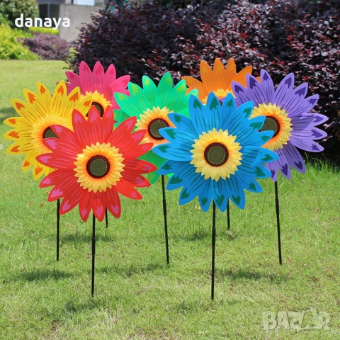 5947 Градинска вятърна въртележка Голямо цвете със слънчоглед, 70 см, снимка 3 - Градински мебели, декорация  - 50733867