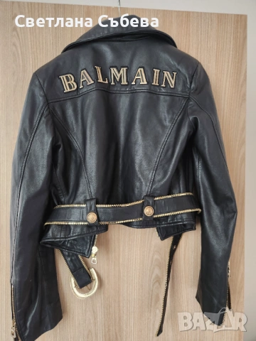Кожено яке Balmain естествена кожа , снимка 4 - Якета - 53935351