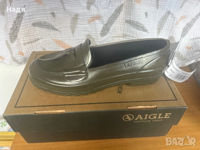 AIGLE мокасини , маслено зелени 37 размер, полиуретан, снимка 2 - Дамски ежедневни обувки - 52477736