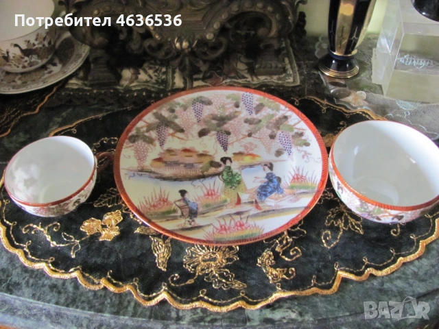 Японски К-т Чашка за чай и кафе, костен порцелан , маркирани, снимка 8 - Сервизи - 53254775