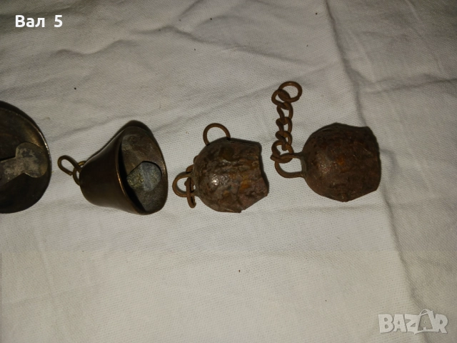 Стари звънчета - 5 броя , звънче , звънец, снимка 3 - Антикварни и старинни предмети - 52938306