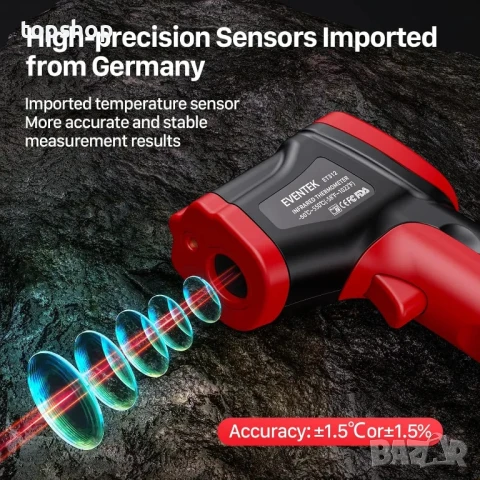 Нов инфрачервен лазерен термометър Benetech GM550, снимка 5 - Гедорета - 50542495