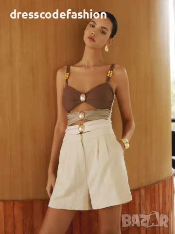 Цял бански костюм със златисти елементи , снимка 4 - Бански костюми - 50371593