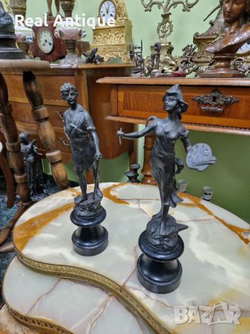 Страхотен чифт антикварни колекционерски френски фигури статуетки , снимка 4 - Антикварни и старинни предмети - 45916745