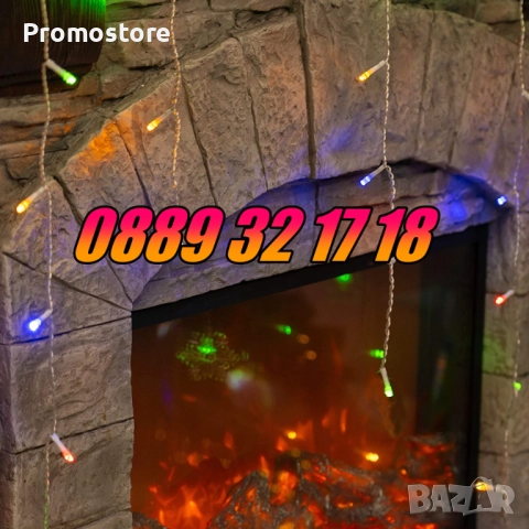 3 м Коледна завеса, коледни лампички, падаща завеса, многоцветни, снимка 4 - Декорация за дома - 52435116