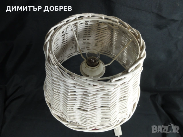СТАРА РЕТРО НАСТОЛНА НОЩНА ЛАМПА С ПЛЕТЕН АБАЖУР, снимка 2 - Декорация за дома - 53607598