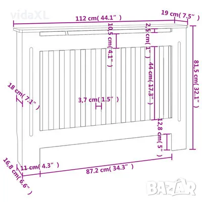 vidaXL Паравани за радиатори, 2 бр, бели, MDF, 112 см (SKU:276003), снимка 4 - Радиатори - 49510639