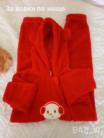Червен пухен гащеризон за момиче 24-36 м. , снимка 2 - Детски анцузи и суичери - 52837027