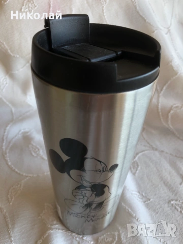 Термо чаша / Чаша за път / Travel mug / Термос Mickey Mouse – Disneyland Paris, оригинален, 450 мл , снимка 4 - Чаши - 53665208