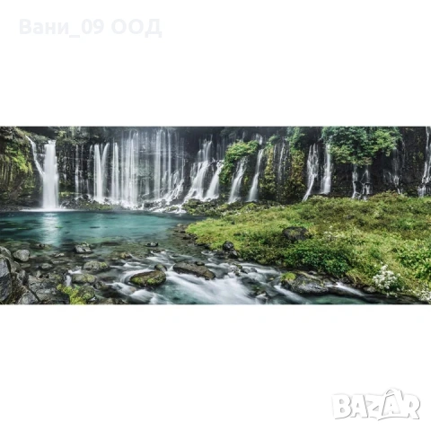 125см! Стъклена картина "Водопад"