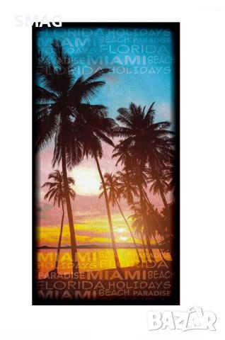 Плажна кърпа Cotton Palm Trees Sunset 70x140 см, снимка 1 - Други - 46373155