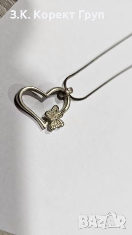 Сребърен синджир с висулка сърце, снимка 2 - Колиета, медальони, синджири - 45989617
