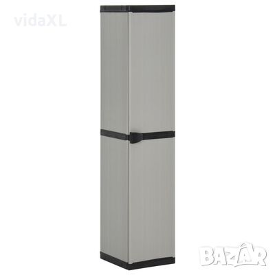 vidaXL Градински шкаф за съхранение с 3 рафта сиво-черен 34x40x168 （SKU:340985см, снимка 1 - Шкафове - 45796878