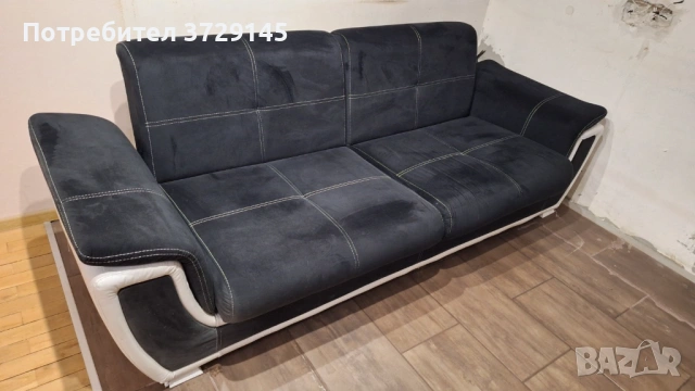 Триместен диван (плюш), снимка 2 - Дивани и мека мебел - 53270286