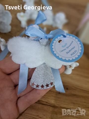 Подаръци за гости - ангелчета, кутийки, крила. Етикети за поводи