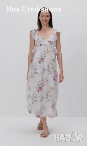 Нова 100 % вискоза кукленска разкошна лятна дълга елегантна феерична рокля флорален принт цветя , снимка 8 - Рокли - 52511825
