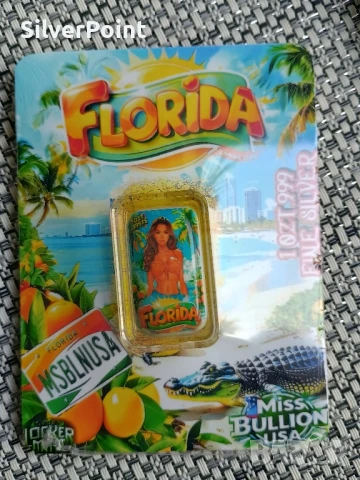 Сребърно кюлче Мис Флорида лимитиран тираж 249 броя , снимка 4 - Нумизматика и бонистика - 51360912