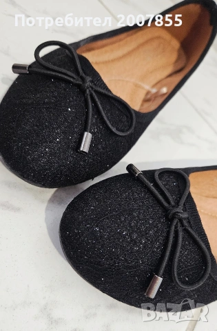 Блестящи черни дамски пантофки, снимка 2 - Пантофи - 53922413