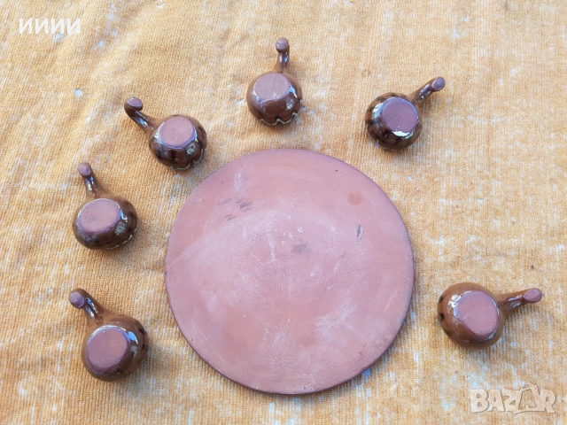 Поднос с 6 чаши кратунки, снимка 2 - Антикварни и старинни предмети - 53945554