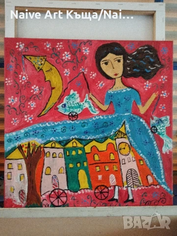 Картина платно маслени акрилни бои размер 42/ 42, снимка 3 - Картини - 50906505