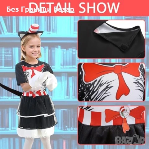 Нов Детски костюм черно коте рокля ушички опашка Хелоуин размер Л, снимка 3 - Други - 53838535