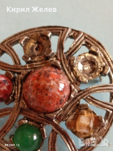 Винтидж Келтска брошка с имитация на АХАТ Miracle 43926, снимка 6 - Други - 52571716