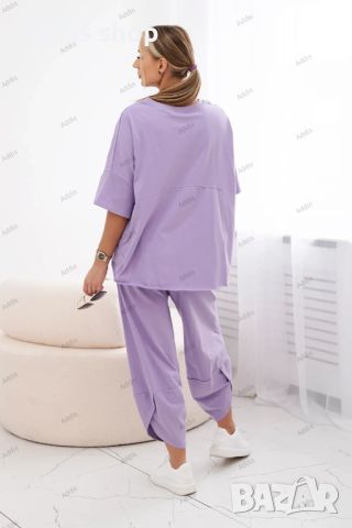 Дамски памучен комплект блуза + панталон, 3цвята , снимка 9 - Комплекти - 45669920