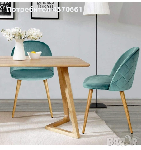 Комплект 2 стола, цвят тюркоаз, снимка 4 - Столове - 53141518