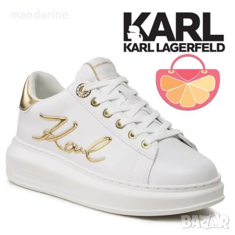 KARL LAGERFELD № 37 & 38 🍊 Дамски кожени кецове "WHITE & GOLD" нови с кутия, снимка 1 - Кецове - 45402575