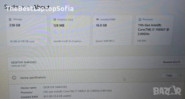 Лаптоп Dell 5420 | I7 1185 | 16GB RAM | 256 SSD , снимка 7 - Лаптопи за работа - 53813021