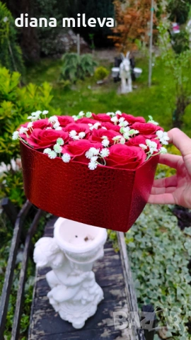 Кутия сърце с рози от пластичен сапун!!, снимка 4 - Декорация за дома - 54242547