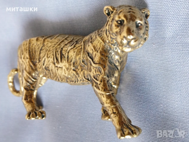 малка метална пластика тигър бронз, снимка 2 - Статуетки - 53753970