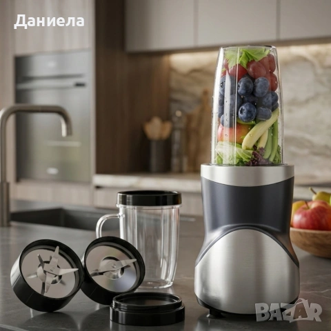 Мощен блендер за смутита с пълен комплект чаши и бутилки - BPA Free, импулсен режим, снимка 2 - Блендери - 54286581