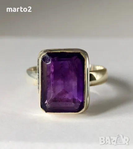 Прекрасен Сребърен 925 Пръстен с Натурален Аметист, снимка 5 - Пръстени - 49875085