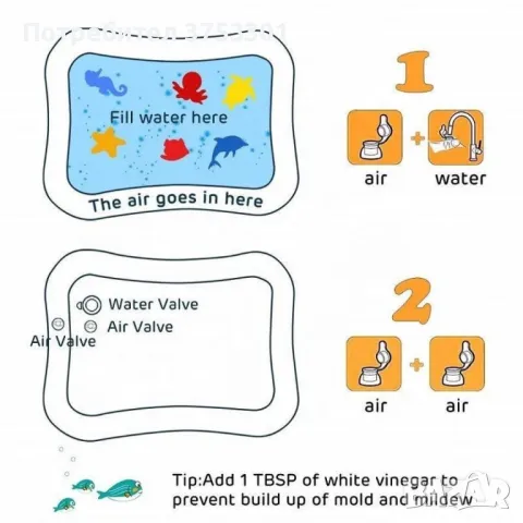 Нетоксичен надуваем бебешки матрак с вода 60*55 см., снимка 5 - Надуваеми играчки - 49051694