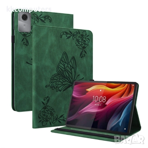 Lenovo Tab K11 Gen 2 / Lenovo Idea Tab- Кожен калъф с Протектор, Дизайн Пеперуда / Цвете, Стойка и Д, снимка 5 - Калъфи, кейсове - 52224039