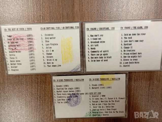 Лот от 3 бр Maxell XLII 90 хромни аудио касети с Албуми Marillion Christians The Alarm Focus An Emot, снимка 2 - Аудио касети - 52144117