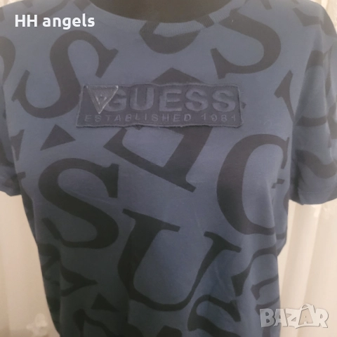 Guess тъмно синя тениска, снимка 2 - Тениски - 51936982
