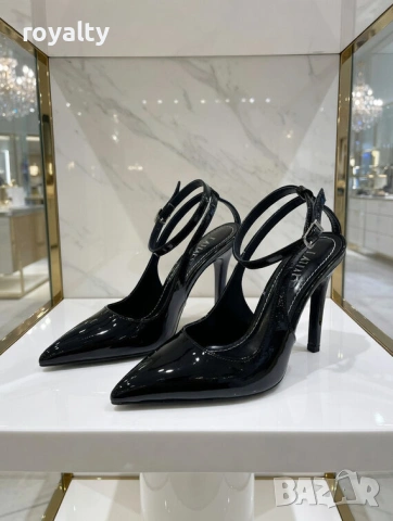 Сандали на ток - черен лак