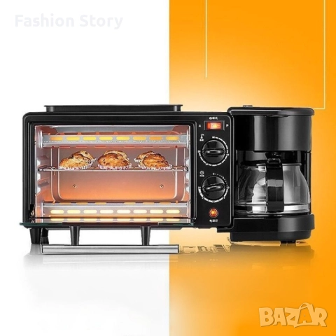 Многофункционална Печка, тостер фурна  и кафемашина – 3в1 / Размер: 45х18х19см.; Мощност кафемашина:, снимка 3 - Кафемашини - 52216419