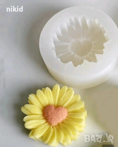 Маргаритка тичинка сърце цвете силиконов молд форма декорация украса фондан шоколад гипс сапун смола