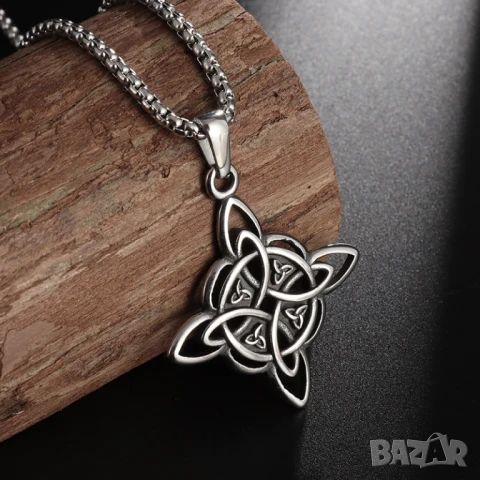 Амулет „Вещерски възел“ с верижка от медицинска стомана – защитен символ, 60 см, снимка 2 - Колиета, медальони, синджири - 51132435